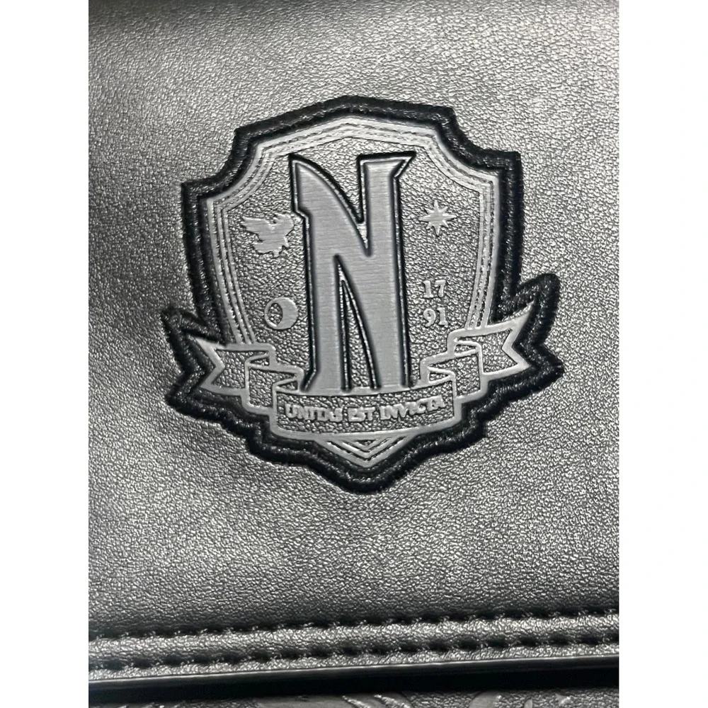 Wednesday Nevermore Academy Satchel Backpack Black Faux Leather Netflix Bag